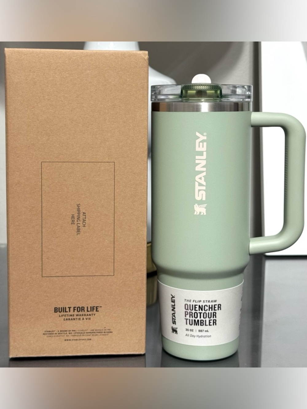 STANLEY QUENCHER PROTOUR FLIP STRAW TUMBLER, 30OZ- LICHEN GREEN - Picture 2 of 6